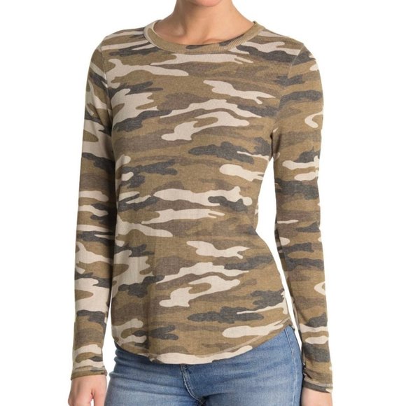 Lucky Brand Tops - Lucky Brand Womens NWT Green Camo Thermal Long Sleeve Shirt Size Large